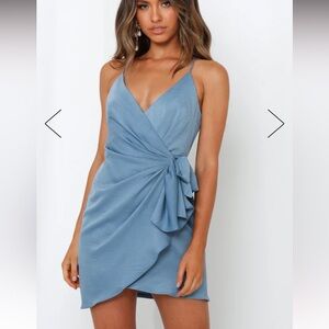 Hello Molly Blue Gray Wrap dress
